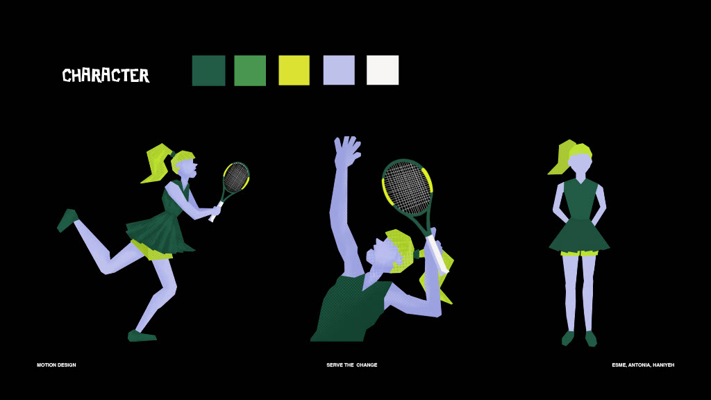 Tennis player character illustrations