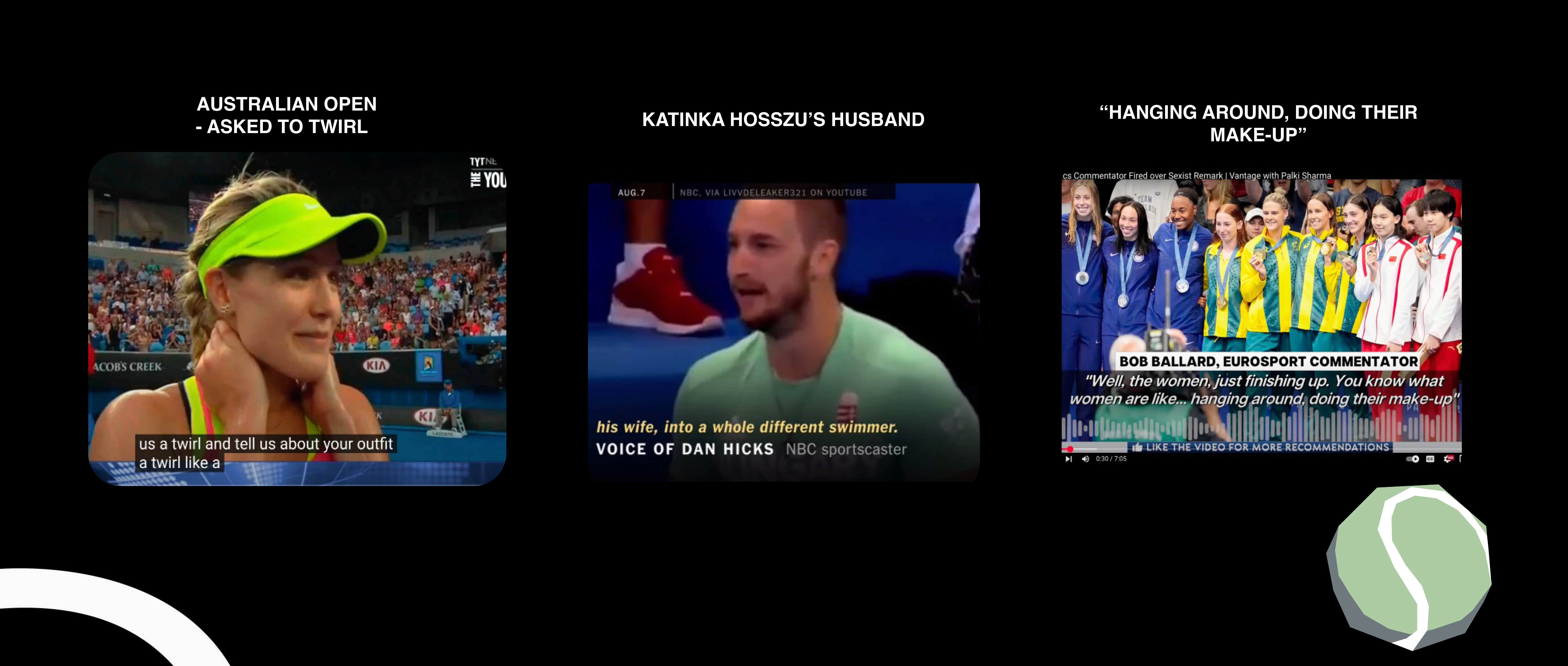 series of interviews showing women in sports being discriminated