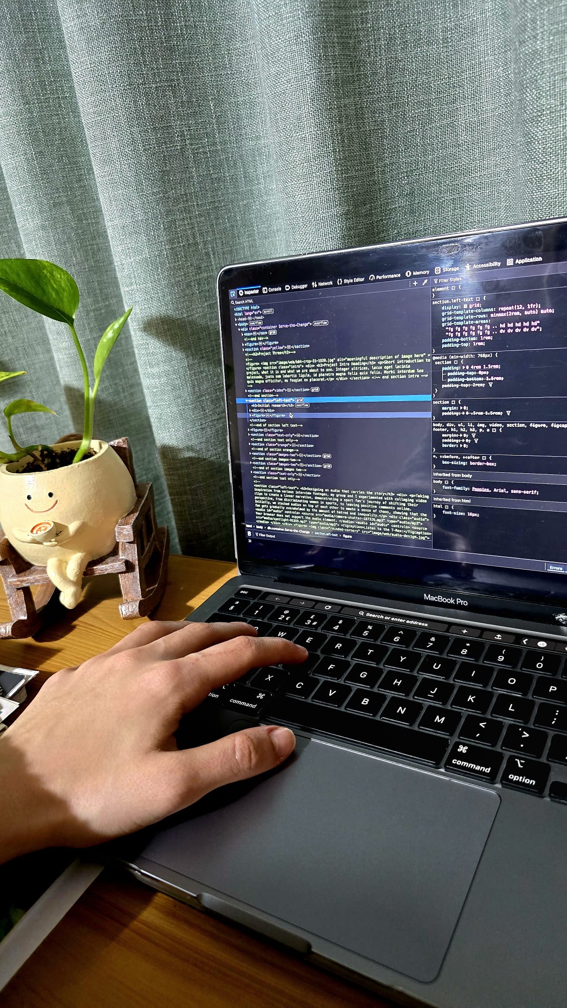 An image of behind the scenes of coding the website